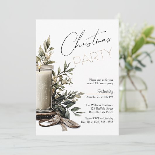 Elegante kerstkaars feestdag kaart (Staand voorkant)