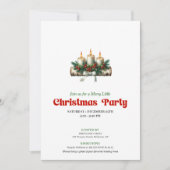 Elegante Kerstkaarsen Dennengroen Uitnodiging (Voorkant)