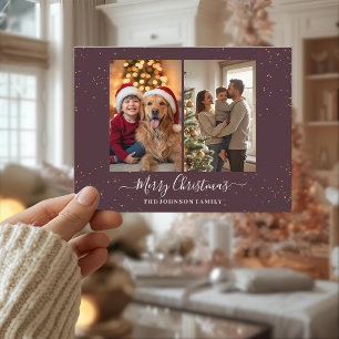 Elegante kerstkaart met 2 foto's feestdagenkaart