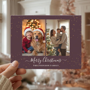 Elegante kerstkaart met 2 foto's feestdagenkaart