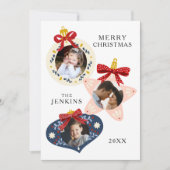 Elegante kerstkaart met 3 foto's voor het gezin (Voorkant)