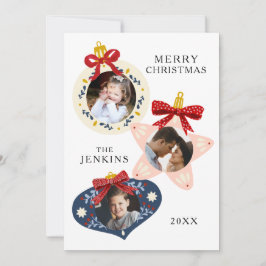 Elegante kerstkaart met 3 foto's voor het gezin