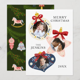 Elegante kerstkaart met 3 foto's voor het gezin
