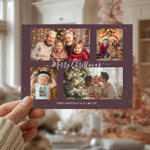 Elegante kerstkaart met 4 foto's