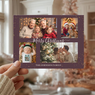 Elegante kerstkaart met 4 foto's feestdagenkaart