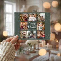 Elegante kerstkaart met 8 foto's