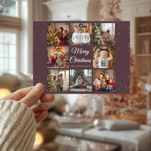 Elegante kerstkaart met 8 foto's feestdagenkaart