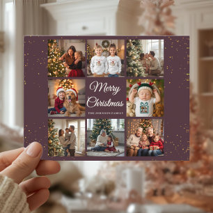 Elegante kerstkaart met 8 foto's feestdagenkaart