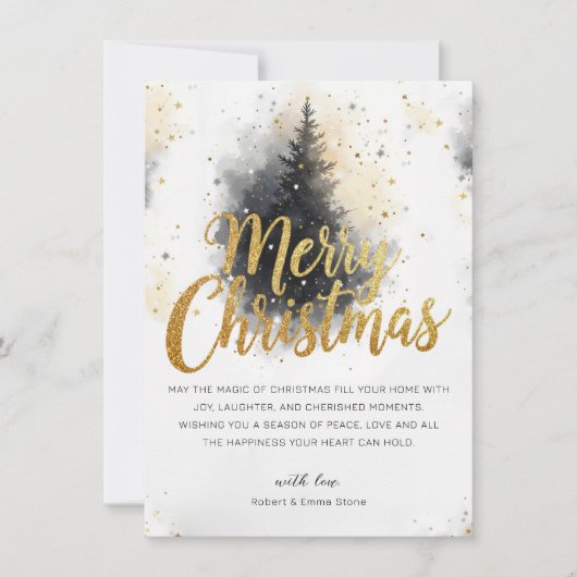 Elegante kerstkaart met boomscript zonder foto kaart (Voorkant)