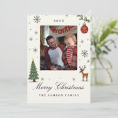 Elegante kerstkaart met familiefoto kaart (Staand voorkant)