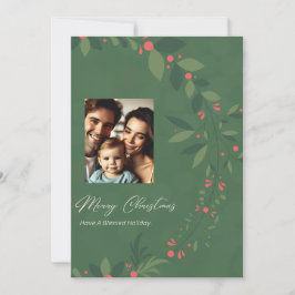 Elegante kerstkaart met feestelijke groene ontwerp kaart