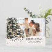 Elegante kerstkaart met foto kaart (Staand voorkant)