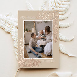 Elegante kerstkaart met goud folie en 2 foto's uitnodiging