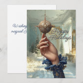 Elegante Kerstkaart met Hand & Ornament (Voorkant / Achterkant)