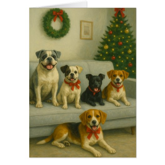 Elegante kerstkaart met hondenportret (Voorkant)