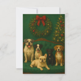 Elegante kerstkaart met hondenportret bedankkaart