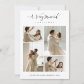 Elegante Kerstkaart met Huwelijk Script 4 Foto's (Voorkant)