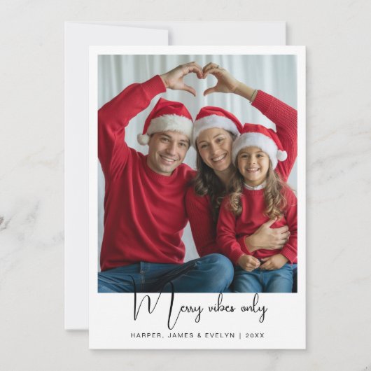 Elegante Kerstkaart met Merry Vibes Only voor gezi (Voorkant)