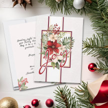 Elegante Kerstkaart met Rode Bloemenboeket