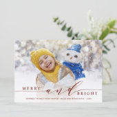 Elegante Kerstkaart met Rode Script Lettertype Fot (Staand voorkant)