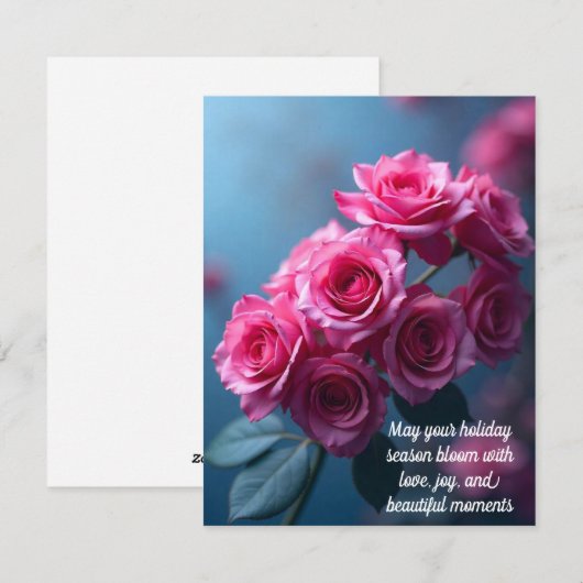 Elegante kerstkaart met rozen (Voorkant / Achterkant)
