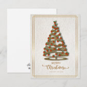 Elegante kerstkaart met versierde boom en goud (Voorkant / Achterkant)