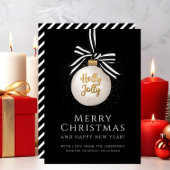 Elegante kerstkaart met zwarte strepen en Kerstmis