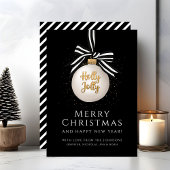 Elegante kerstkaart met zwarte strepen en Kerstmis
