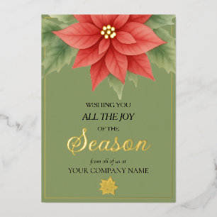 Elegante kerstkaart van het bedrijf met gouden acc folie feestdagenkaart