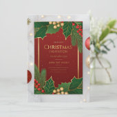 Elegante kerstkaarten – Rood & Groen Hol Kaart (Staand voorkant)