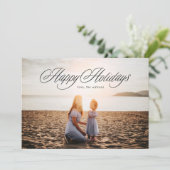 Elegante kerstkalligrafie Foto Happy Feestdagenkaart (Staand voorkant)