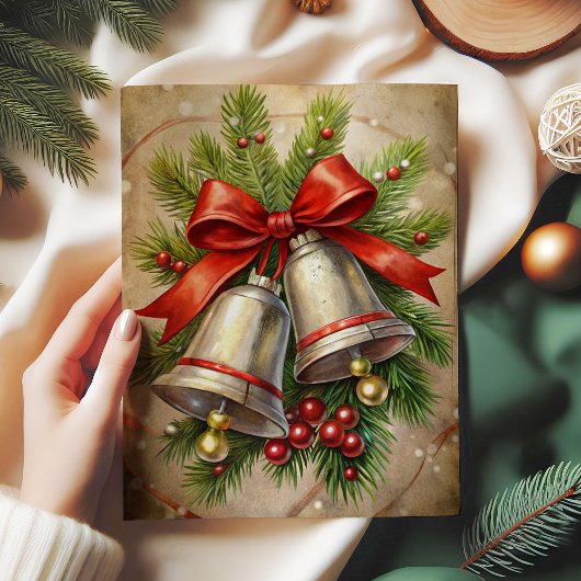 Elegante kerstklokken decoupage papier hulst