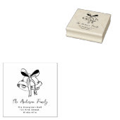 Elegante kerstklokken familienaam retouradres rubberstempel (Gestempeld)
