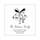Elegante kerstklokken familienaam retouradres rubberstempel (Afrduk)