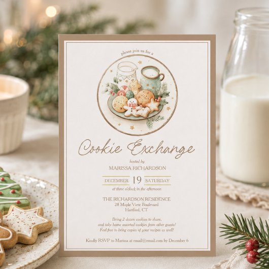 Elegante kerstkoekjes-uitruilparty kaart
