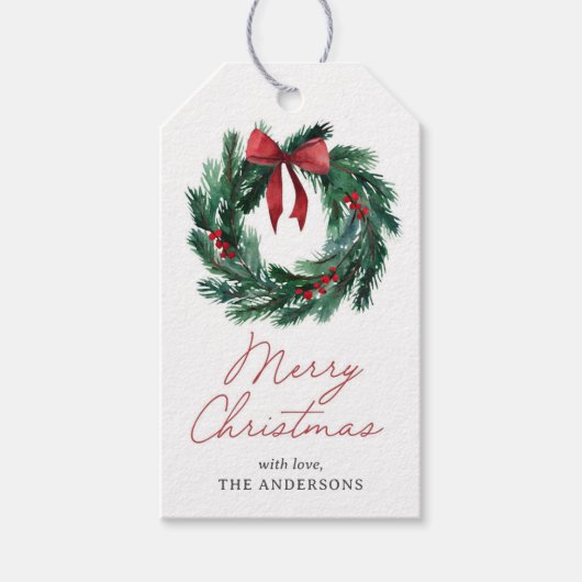 Elegante kerstkrans cadeaulabel (Voorkant)