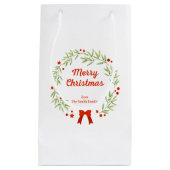 Elegante kerstkrans en sterren klein cadeauzakje (Voorkant)