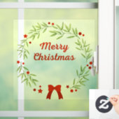 Elegante kerstkrans en sterren raamsticker (Huis)