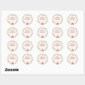 Elegante kerstkrans en sterren ronde sticker (Vel)