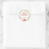 Elegante kerstkrans en sterren ronde sticker (Tas)