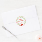 Elegante kerstkrans en sterren ronde sticker (Envelop)