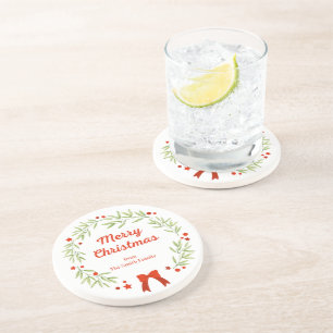 Elegante kerstkrans en sterren zandsteen onderzetter