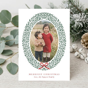 Elegante kerstkrans foto gevouwen kaart