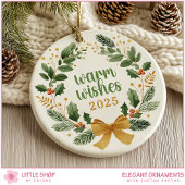 Elegante kerstkrans foto keramisch ornament