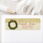 Elegante kerstkrans, gouden glitters etiket (Insitu)