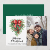 Elegante Kerstkrans Holiday Feestdagenkaart (Voorkant / Achterkant)