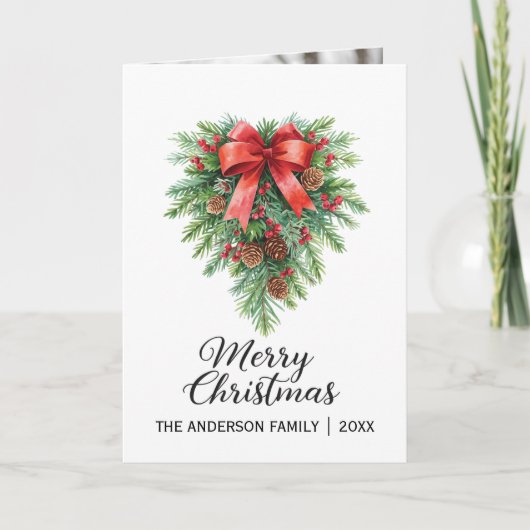Elegante Kerstkrans Kerstfeest Kaart (Voorkant)