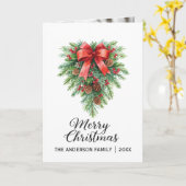 Elegante Kerstkrans Kerstfeest Kaart (Gele Bloem)