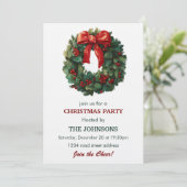 Elegante kerstkrans kerstfeest uitnodiging (Staand voorkant)