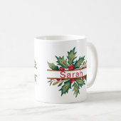 Elegante Kerstkrans Kerstnaam Koffiemok (Voorkant rechts)